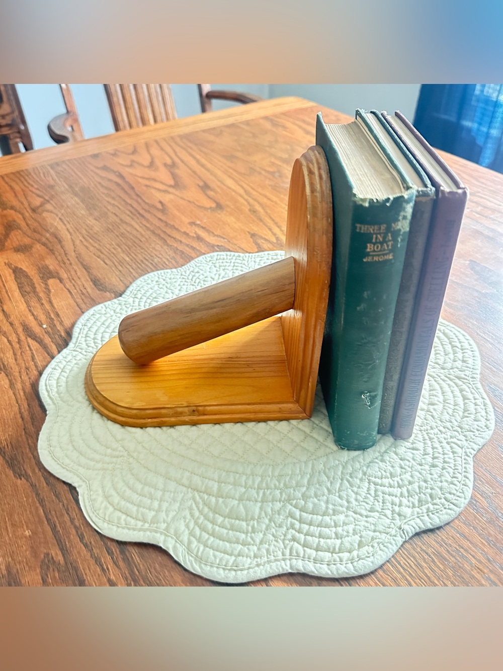 Vintage handmade single wood bookend